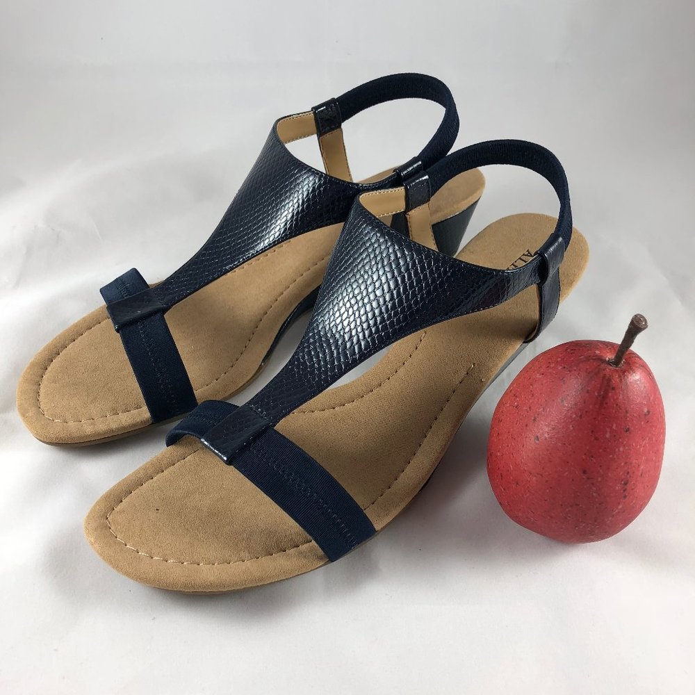 Black wedge sandals with 2"heel, never worn